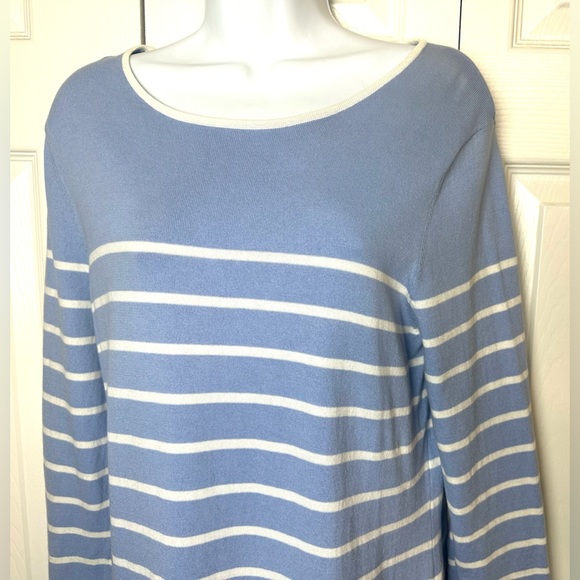 STS SAIL TO SABLE Nautical Striped Sweater Dress Blue White Scoop Neck Knit - Picture 3 of 10